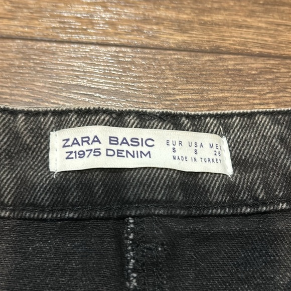 ZARA Women's Denim Mini Skirt with Side Stripes in Black/White│Size Small - Picture 5 of 10